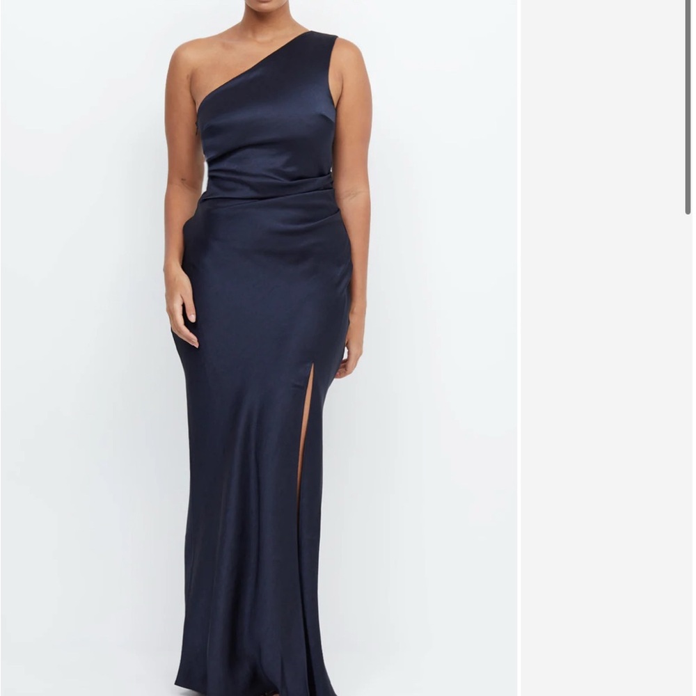 Bec + Bridge The Dreamer ASYM Navy One-Shoulder Dress